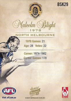 2014 Select AFL Honours Series 1 - Brownlow Sketches #BSK29 Malcolm Blight Back